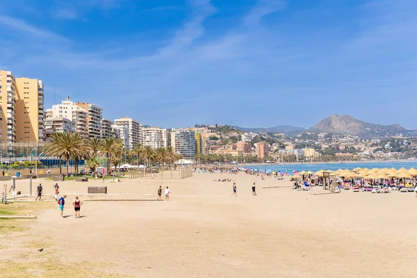 Stranden Malagueta Malaga Stad Spanien — Stockfoto