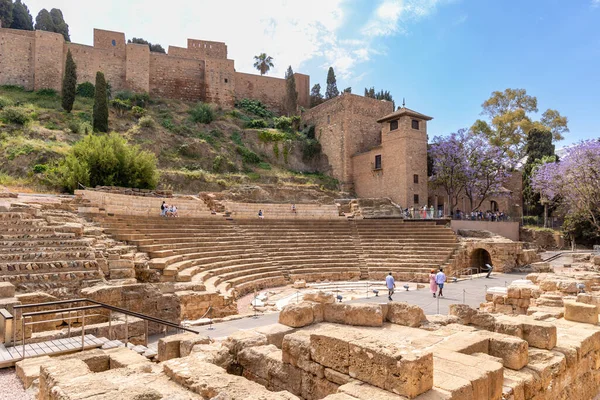 stock image ruins of the Roman theater in the historic center of the city of Malaga, Spain