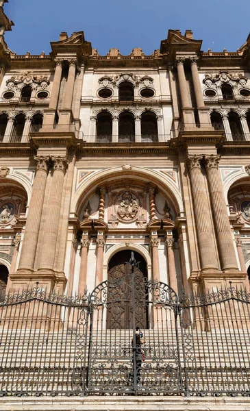 Detaljer Fasaden Katedralen Malaga Spanien — Stockfoto