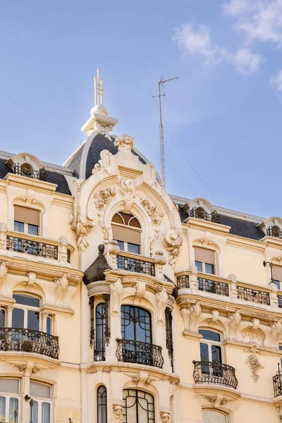 stock image details of the buildings around the square of spain in madrid