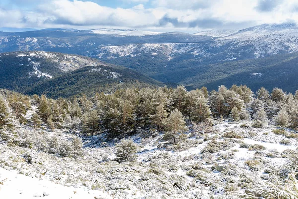 Guadarrama, Madrid 'deki Cotos limanında karlı dağlar