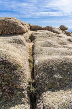 Sierra de Guadarrama, Madrid, İspanya 'da La Pedriza adı verilen granit kayalıklardan oluşan doğal park.