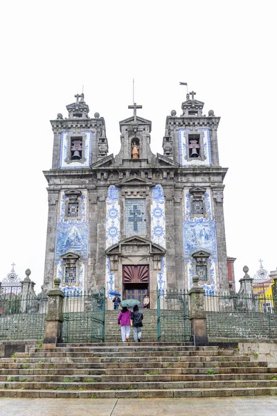 Porto Portugalsko Prosince 2022 Dlážděná Fasáda Kostela San Ildefonso Historickém — Stock fotografie