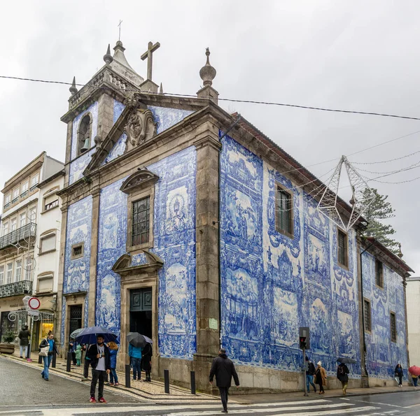 Porto Portugalsko Prosince 2022 Dlážděná Fasáda Kaple Dos Almas Historickém — Stock fotografie