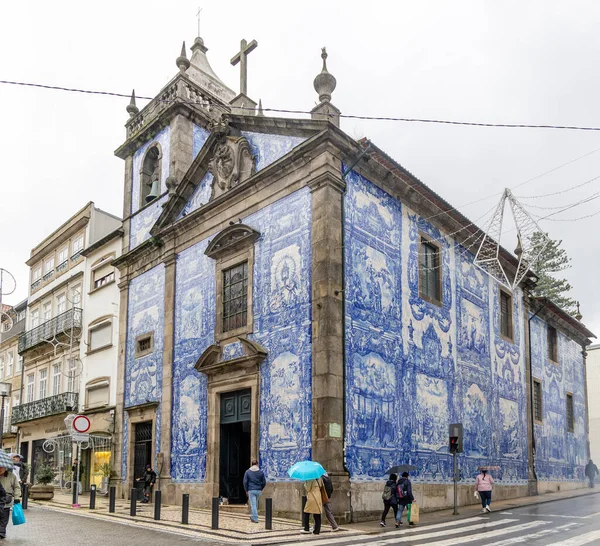 Porto Portugalsko Prosince 2022 Dlážděná Fasáda Kaple Dos Almas Historickém — Stock fotografie