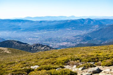 view of the mountains of the sierra de guadarrama in madrid on the way up to the communications station called ball of the world