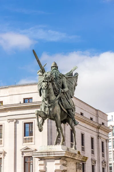 中世の英雄エル カンペアドールに捧げ像 スペインのブルゴス市 — ストック写真