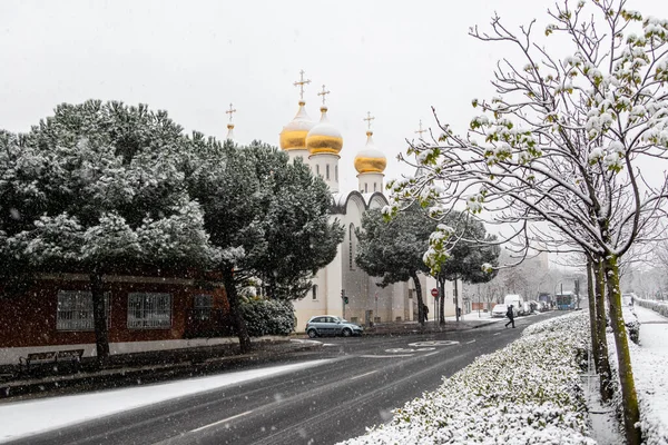 Gardens Madrid Park Covered Snow Canillas Hortaleza Neighborhood — Photo