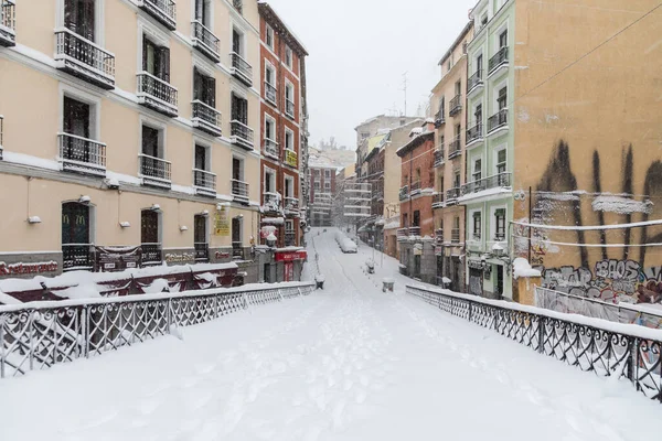 Snowscape Park Madrid Due Snowstorm Filomena — Stock fotografie