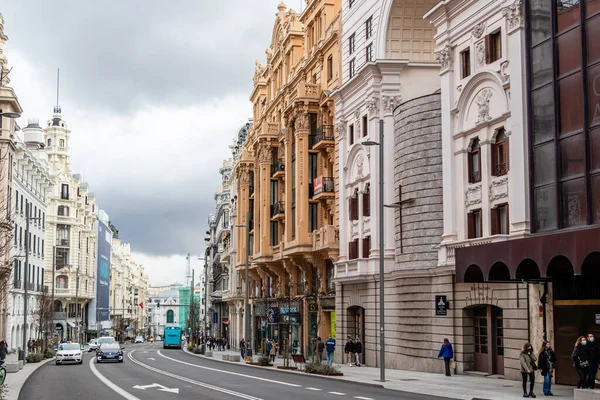 Details Historic Buildings Center Madrid Specifically Gran Street — Stockfoto