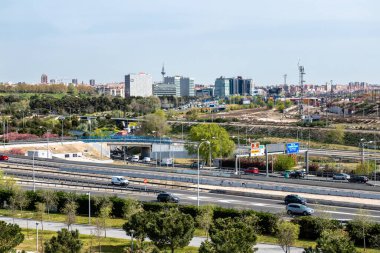 Gardens and meadows of the linear park of the Manzanares in Madrid