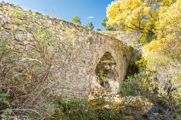 Matafrailes Bridge Colors Autumn Passes Sierra Guadarrama Province Madrid Spain — Stock Photo, Image