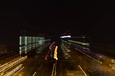 Super moon at Four Towers Skyline. Madrid, Spain.
