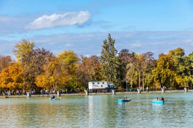 lake in Buen Retiro Park, Madrid, Spain.