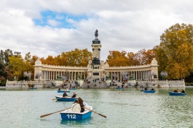 lake in Buen Retiro Park, Madrid, Spain.