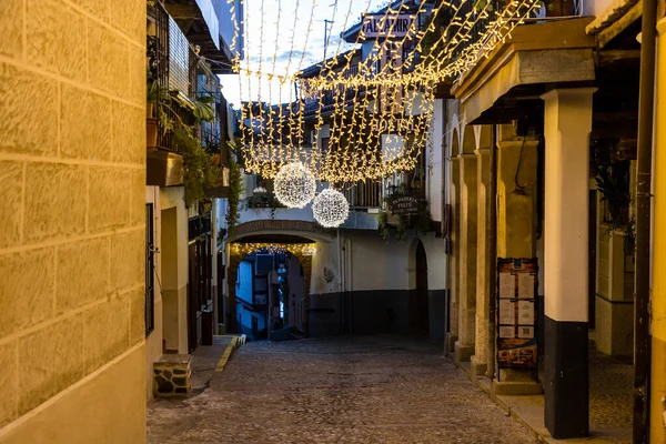 Christmas Lighting Town Guadalupe Province Caceres Spain — Stock Photo, Image