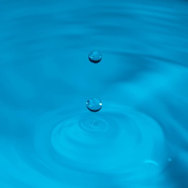 Su damlası bardağa damlıyor mavi renkli