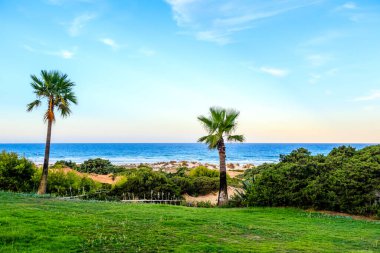 La Barrosa plajı, sular çekildiğinde, Sancti Petri, Chiclana de la Frontera, Cadiz, İspanya