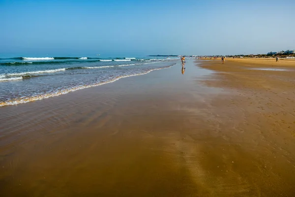 Praia Barrosa Maré Baixa Sancti Petri Chiclana Frontera Cádiz Espanha — Fotografia de Stock