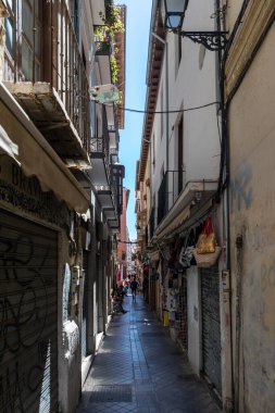 Generic architecture and street view around the main street in Granada, Spain.