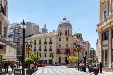 Generic architecture and street view around the main street in Granada, Spain.