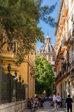Generic architecture and street view around the main street in Granada, Spain.