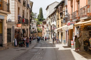 Generic architecture and street view around the main street in Granada, Spain.