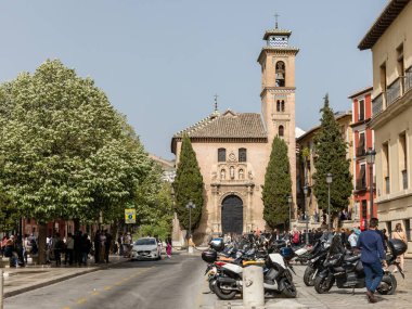 Generic architecture and street view around the main street in Granada, Spain.