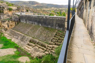 ruins of the old and abandoned reservoir called the Ponton de la Oliva in Madrid, Spain