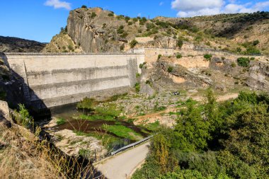 ruins of the old and abandoned reservoir called the Ponton de la Oliva in Madrid, Spain