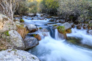 Water torrent of the Manzanares river in the Pedriza area of Madrid