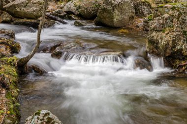 The Purgatory waterfall in the Sierra de Guadarrama. Lozoya Valley Madrid's community.