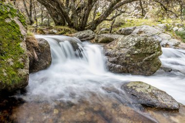 The Purgatory waterfall in the Sierra de Guadarrama. Lozoya Valley Madrid's community.