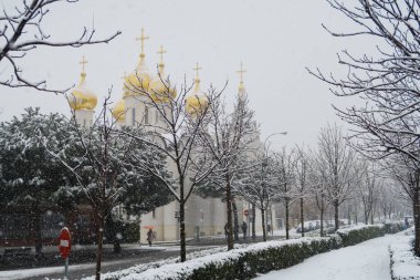 Madrid, İspanya 'daki Aziz Mary Magdalene Rus Ortodoks Katedrali' nin detayları.