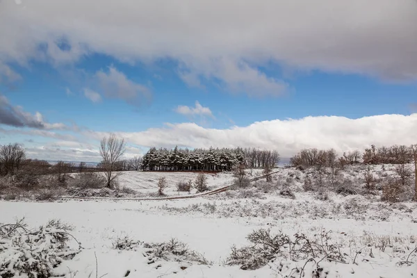 Surroundings Hermitage Hontanares Riaza Segovia Ground Covered Snow — Stock Photo, Image