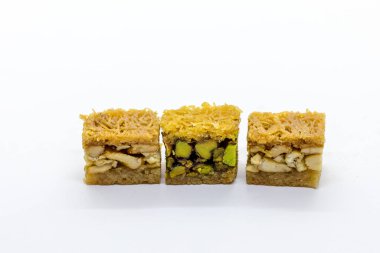 Fıstıklı baklava. Yakın plan. Geleneksel Orta Doğu Lezzetleri