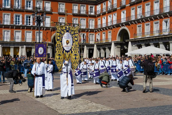 Praça Principal Madri Uma Tamborrada Com Música Tambor Celebrada Por — Fotografia de Stock