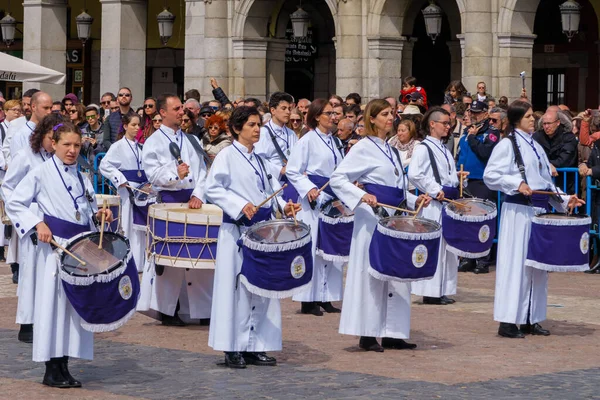 Het Centrale Plein Van Madrid Wordt Een Tamborrada Met Drummuziek — Stockfoto