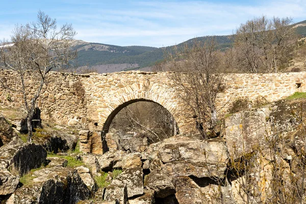 Matafrailes Mittelalterliche Brücke Über Den Fluss Lozoya Der Sierra Guadarrama — Stockfoto