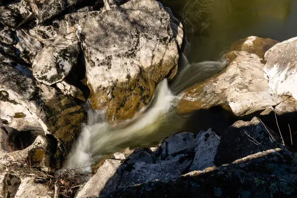 Râul Lozoya Madrid Care Curge Între Rocile Granit — Fotografie, imagine de stoc