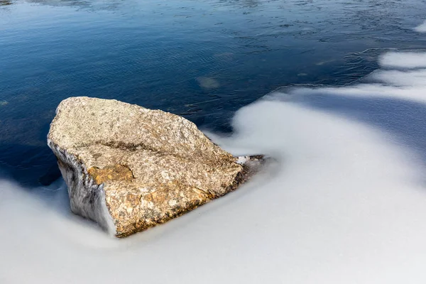 stock image Glacial lagoon in the mountains of Madrid called Laguna de Penalara