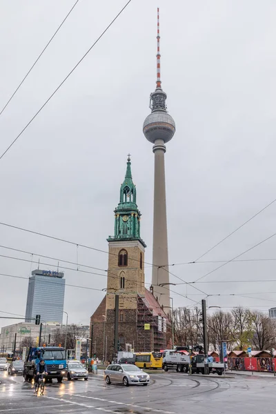 Вигляд Повітря Небо Берліна Відомою Телевізійною Вежею Александерплаці Німеччина — стокове фото