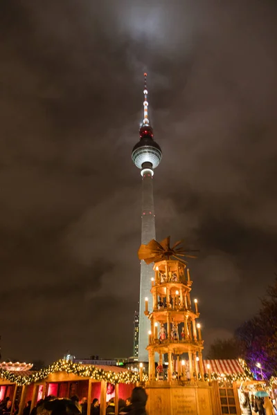 Vue Aérienne Des Toits Berlin Avec Célèbre Tour Télévision Alexanderplatz — Photo