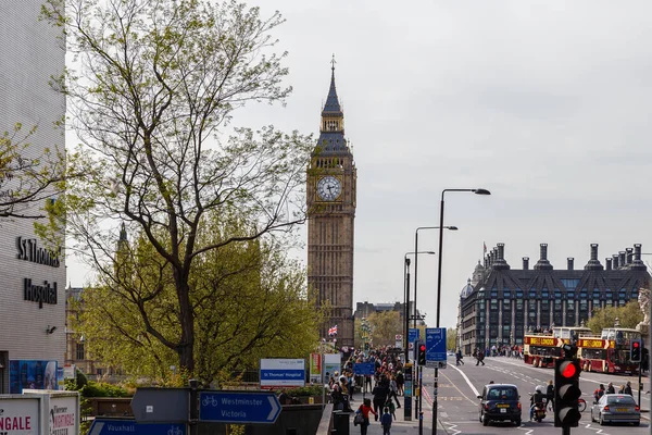 Великий Годинник Бена Зимовий Сонячний Ранок Лондон — стокове фото