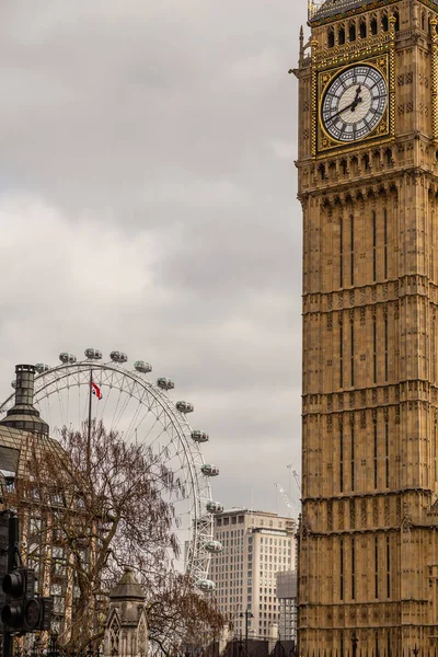 Gran Torre Del Reloj Ben Invierno Mañana Soleada Londres — Foto de Stock