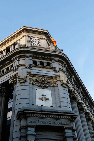 西班牙首都马德里主要购物街Gran Via的全景空中景观 — 图库照片