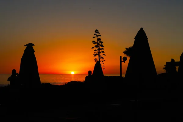 Sonnenuntergang Strand Von Barrosa Sancti Petri Cadiz Spanien — Stockfoto