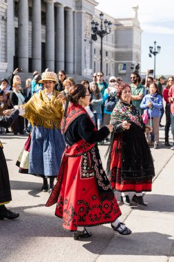 Madrid sokaklarında düzenlenen geleneksel Transhumancia festivalindeki folklorik gruplar