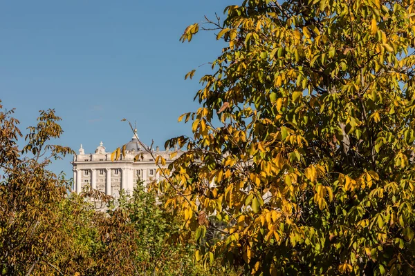 Мадрид Испания Вид Санта Мария Реаль Альмудена Королевский Дворец Парком — стоковое фото