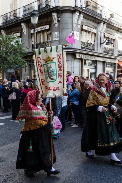 Folkloristische Groepen Het Traditionele Festival Transhumancia Straten Van Madrid — Stockfoto